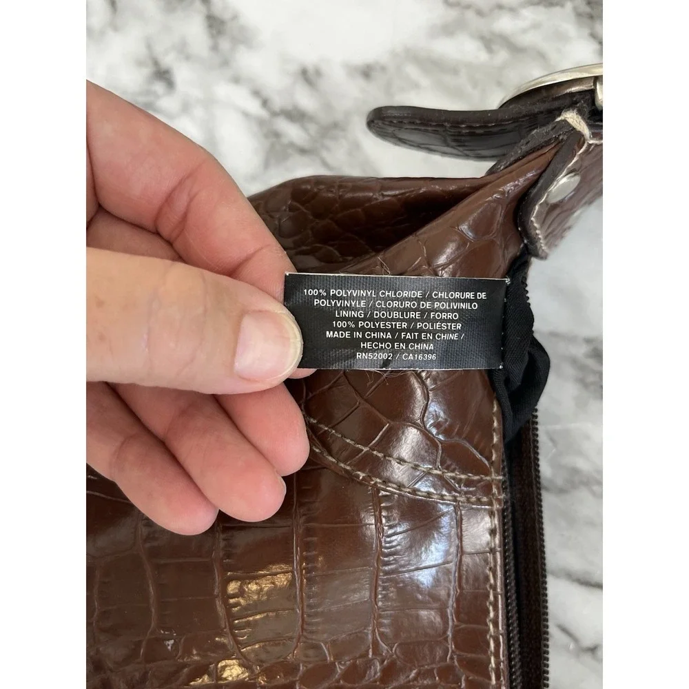 Axcess Croc Embossed Y2K Vtg Brown Shoulder Bag Buckle Zip